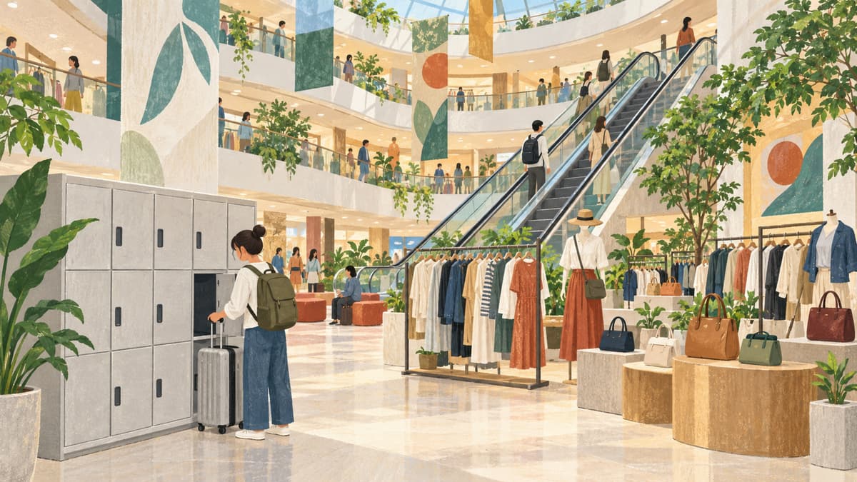 「台北101で服を買うなら?売り場とロッカーの確認」のイメージイラスト